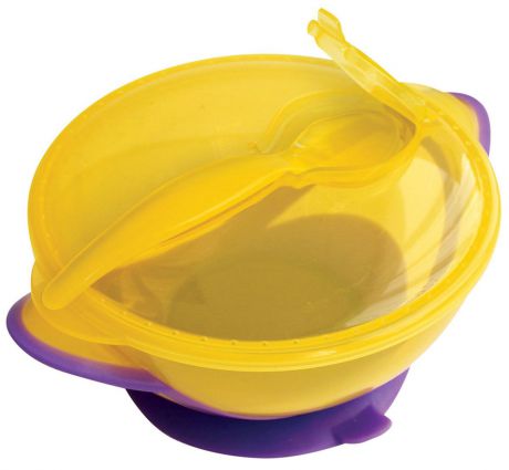 Lubby Тарелка детская Классика с ложкой цвет фиолетовый желтый