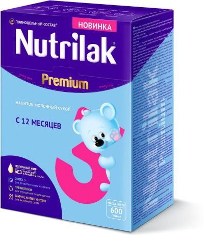 Nutrilak Premium 3 напиток молочный сухой с 12 месяцев, 600 г