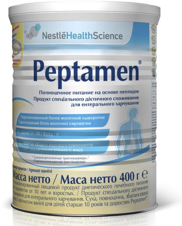 Peptamen Смесь на основе гидролизованного белка молочной сыворотки для лечебного питания пациентов от 10 лет и взрослых, 400 г