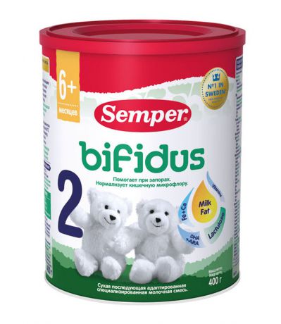 Semper Bifidus 2 смесь молочная с 6 месяцев, 400 г