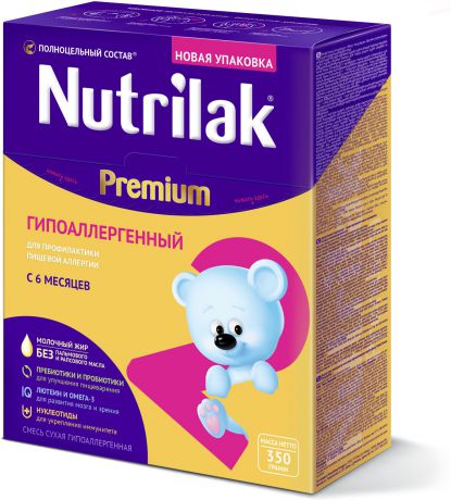 Nutrilak Premium гипоаллергенный 2 смесь с 6 месяцев, 350 г