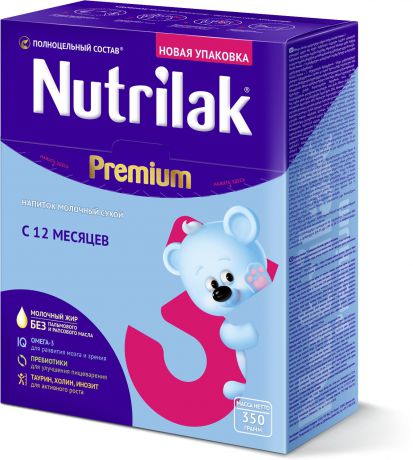 Nutrilak Premium 3 напиток молочный с 12 месяцев, 350 г