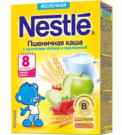 Nestle Пшеничная с земляникой каша молочная, 220 г
