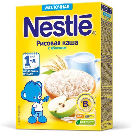 Nestle рисовая с яблоком каша молочная, 220 г