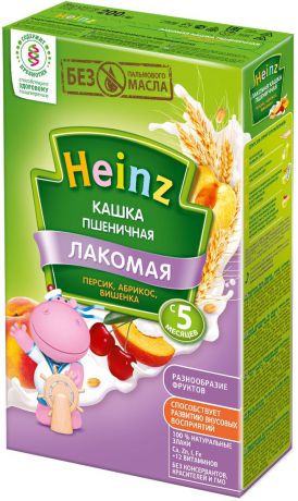 Heinz Лакомая каша пшеничная персик, абрикос, вишенка, с 5 месяцев, 200 г