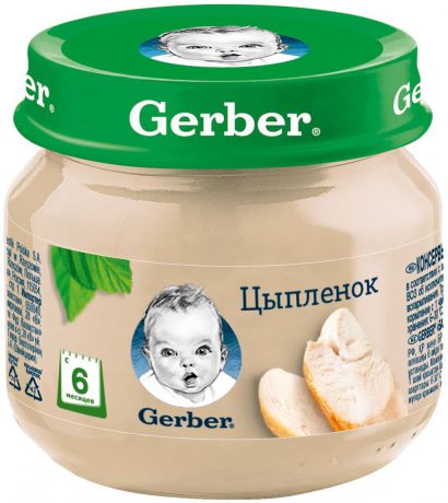 Gerber Цыпленок пюре с 6 месяцев, 80 г