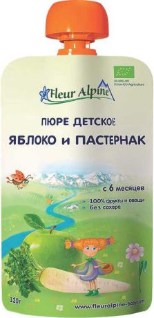 Fleur Alpine Organic пюре яблоко, пастернак, с 6 месяцев, 120 г