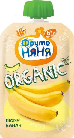Фрутоняня Organic пюре банан с 6 месяцев, 90 г