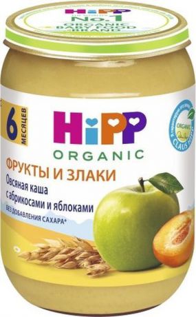 Hipp пюре овсяная каша с абрикосами и яблоками, с 6 месяцев, 190 г