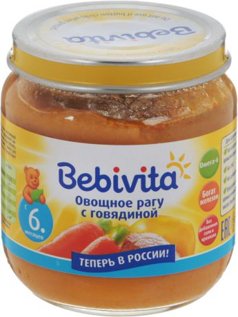 Bebivita пюре овощное рагу с говядиной, с 6 месяцев, 100 г