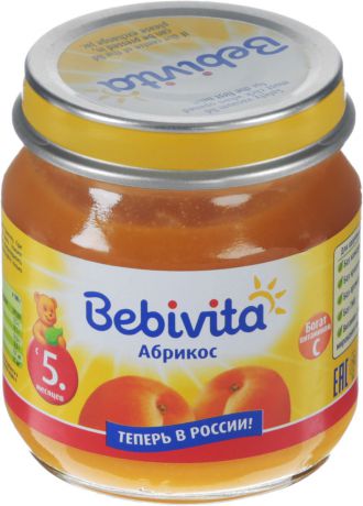 Bebivita пюре абрикос с витамином С, с 5 месяцев, 100 г