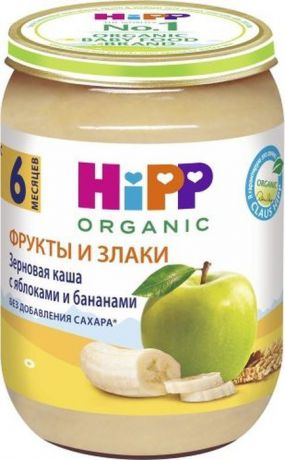 Hipp каша зерновая с яблоками и бананами, с 6 месяцев, 190 г