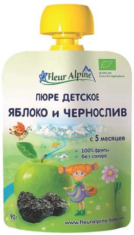 Fleur Alpine Organic пюре яблоко, чернослив, с 5 месяцев, 90 г