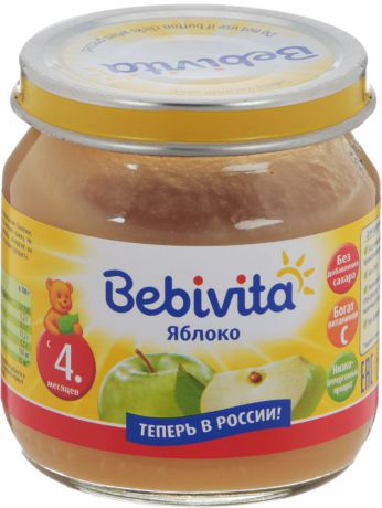 Bebivita пюре яблоко с витамином С, с 4 месяцев, 100 г