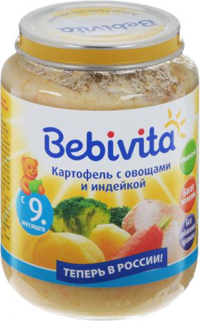 Bebivita пюре картофель с овощами и индейкой, с 9 месяцев, 190 г