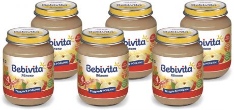 Bebivita пюре яблоко с витамином С, с 4 месяцев, 6 шт по 100 г