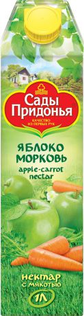 Сады Придонья Нектар яблочно-морковный с мякотью, 1 л