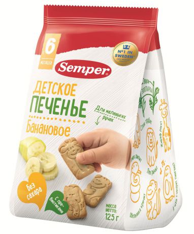 Semper NaturBalance печенье банановое, с 6 месяцев, 125 г