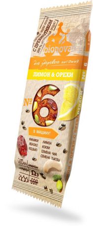 Bionova фруктово-ореховый батончик с лимоном и орехами, 35 г
