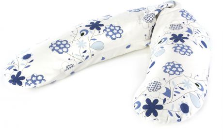 Подушка для беременных и кормящих мам Theraline "Букет", кремовый, синий, 190 см