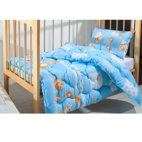 Одеяло детское Подушкино "Лежебока", стеганое, цвет: голубой, 110 см х 140 см