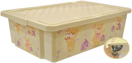Little Angel Ящик для игрушек X-Box Bears на колесах 30 л цвет слоновая кость