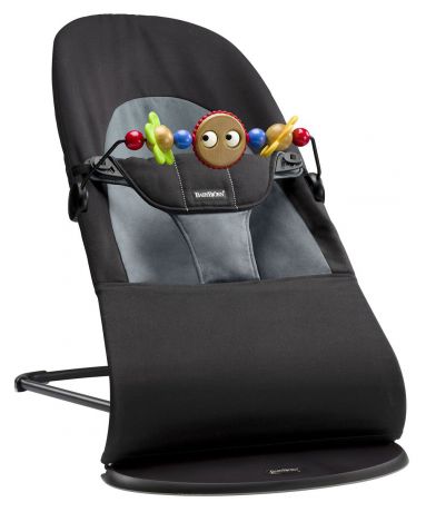 Кресло-шезлонг Babybjorn "Balance Soft", с игрушкой, цвет: черный, серый, 3,5-12 кг