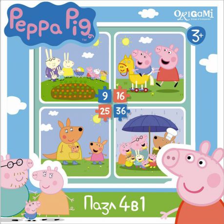 Оригами Пазл для малышей Peppa Pig 4 в 1 На отдыхе