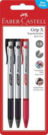 Faber-Castell Шариковая ручка Grip X10 цвет чернил черный красный 3 шт