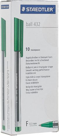 Набор шариковых ручек Staedtler Ball 432 F, цвет чернил: зеленый, 10 шт