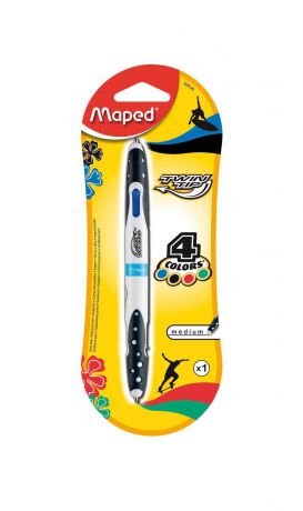 Ручка шариковая Maped "Твин Тип", 4 цвета стержня: синий, черный, красный, зеленый