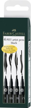 Faber-Castell Капиллярные ручки с кисточкой Pitt Artist Pen Black 4 цвета 167139