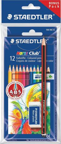 Staedtler Набор цветных карандашей Noris Club 144 NC 12 цветов с ластиком 61SET510