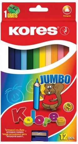 Kores Набор цветных карандашей Jumbo с точилкой 12 цветов