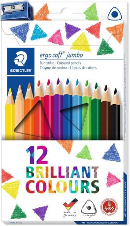 Staedtler Набор цветных карандашей Ergosoft Jumbo 12 цветов с точилкой