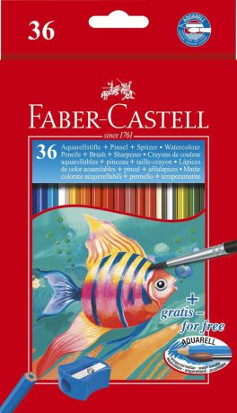Faber-Castell Акварельные карандаши Рыбки с кисточкой 36 шт