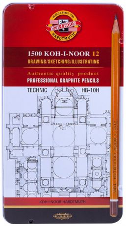 Koh-I-Noor Набор чернографитных карандашей 1500 Technic 12 шт