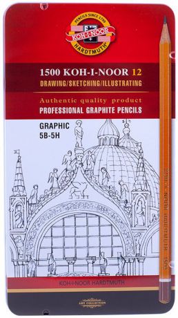 Koh-I-Noor Набор чернографитных карандашей 1500 Graphic 12 шт
