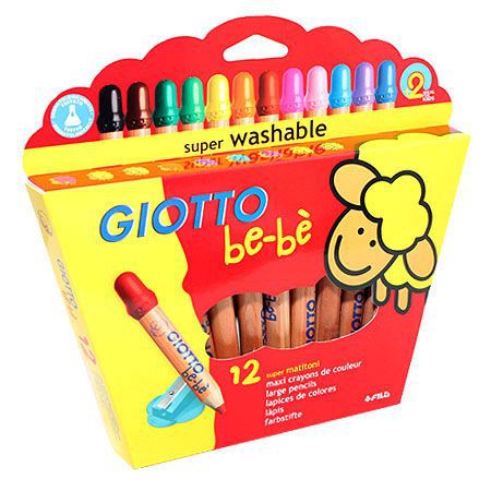 Цветные карандаши Giotto Bebe "Super Largepencils", c точилкой, 12 цветов