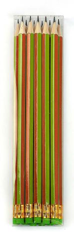 Calligrata Карандаш чернографитный Полоски с ластиком твердость HB цвет корпуса зеленый оранжевый