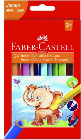 Набор цветных карандашей Faber-Castell Jumbo, трехгранные, 24 шт
