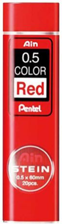 Грифели для автоматических карандашей Pentel Ain Stein, толщина 0.5 мм, цвет: красный, 20 шт