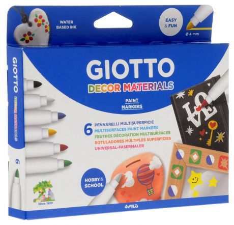 Фломастеры Giotto "Decor Materials", для декорирования, 6 цветов