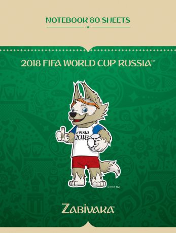 FIFA-2018 Блокнот ЧМ по футболу 2018 Талисман цвет зеленый 80 листов