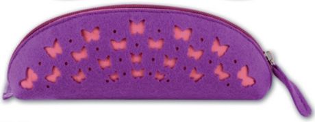 Феникс+ Пенал Розовые бабочки на фиолетовом 1 отделение цвет фиолетовый 43375