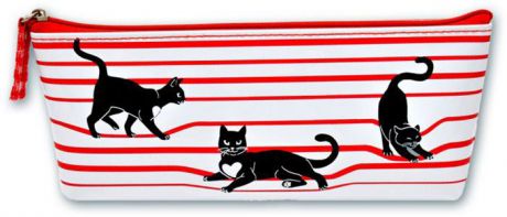 Пенал Феникс+ "Коты", 1 отделение, цвет: белый, красный, черный. 46335