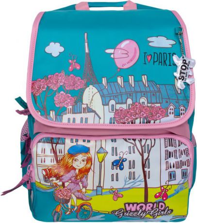Grizzly Рюкзак школьный цвет бирюзовый розовый RA-672-51/2