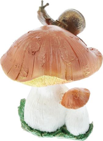 Фигурка "Гриб с улиткой", цвет: коричневый, бежевый, высота 30 см