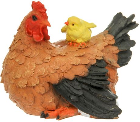 Фигура садовая "Рыжая курица с цыпленком", 32 х 22 х 25 см