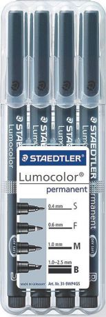 Staedtler Набор перманентных маркеров Lumocolor 4 шт 31-9WP4GS